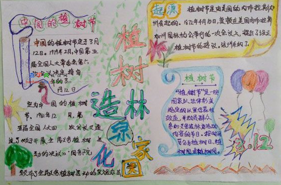 植树造林绿化家园手抄报