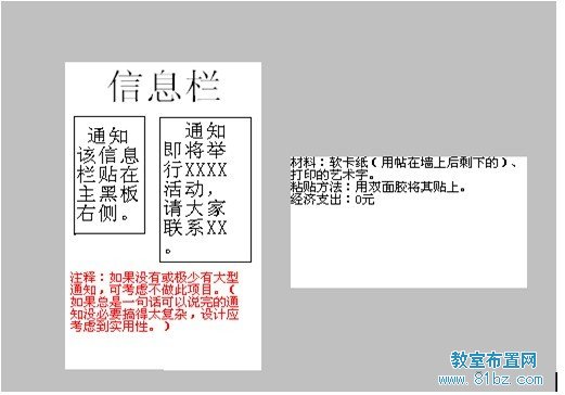 教室布置方案:信息栏