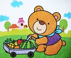 可爱的小熊卖水果卡通儿童