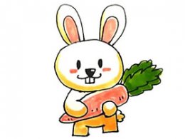 小白兔抱着萝卜的儿童动物