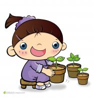 种植盆栽的女孩，植树节手
