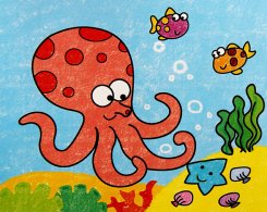大章鱼和他的朋友简笔画，